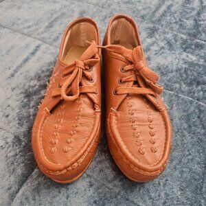 Vintage 70's Butterscotch SOFT SPOTS Loafers Lace Up Shoes 8
